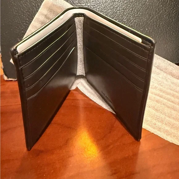 Coach Red and Black Plaid Leather Money Clip Wallet - Coach - Picture 3 of 5